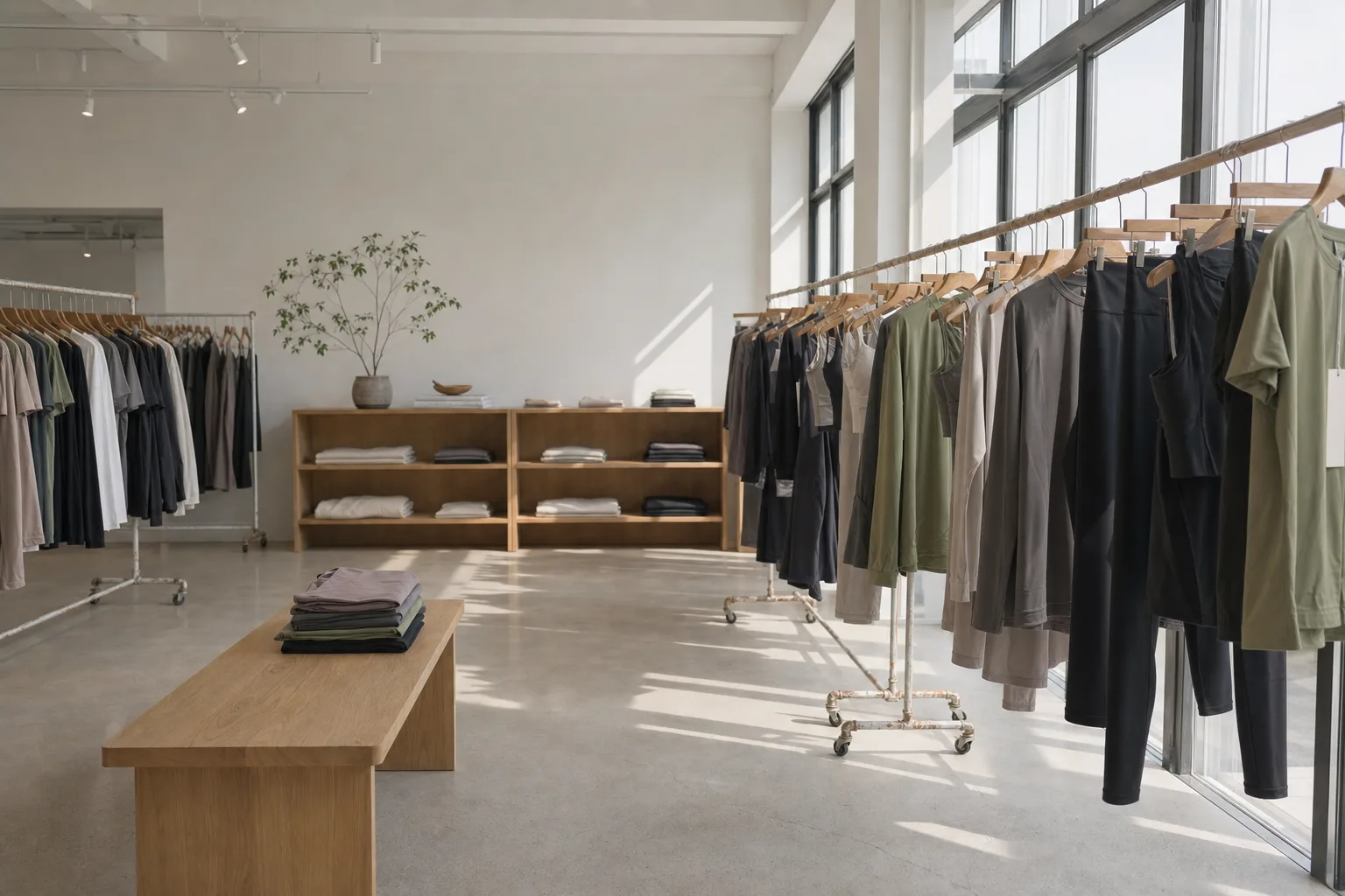 NewWay activewear showroom — sportswear on display