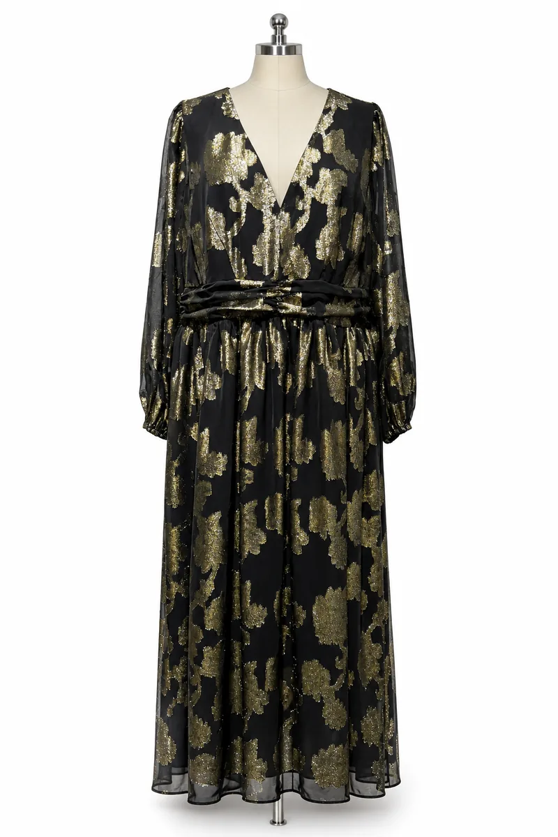 Black With Gold Maxi Dress — view 1