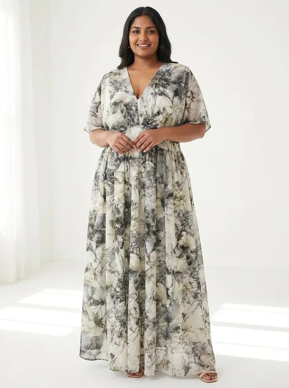 Floral Digital Print Maxi Dress