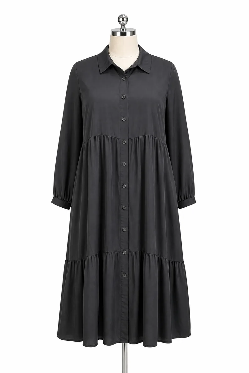 Solid Viscose Midi Dress — view 1