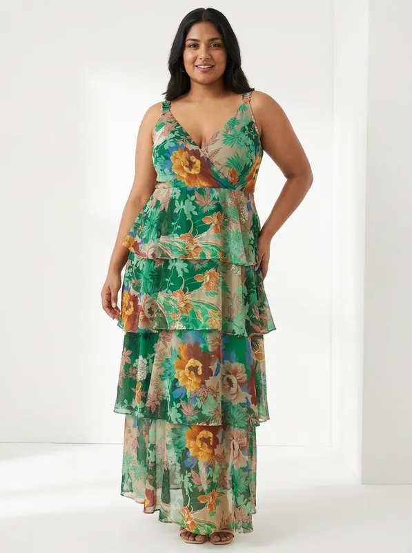 Chiffon Digital Print Maxi Dress