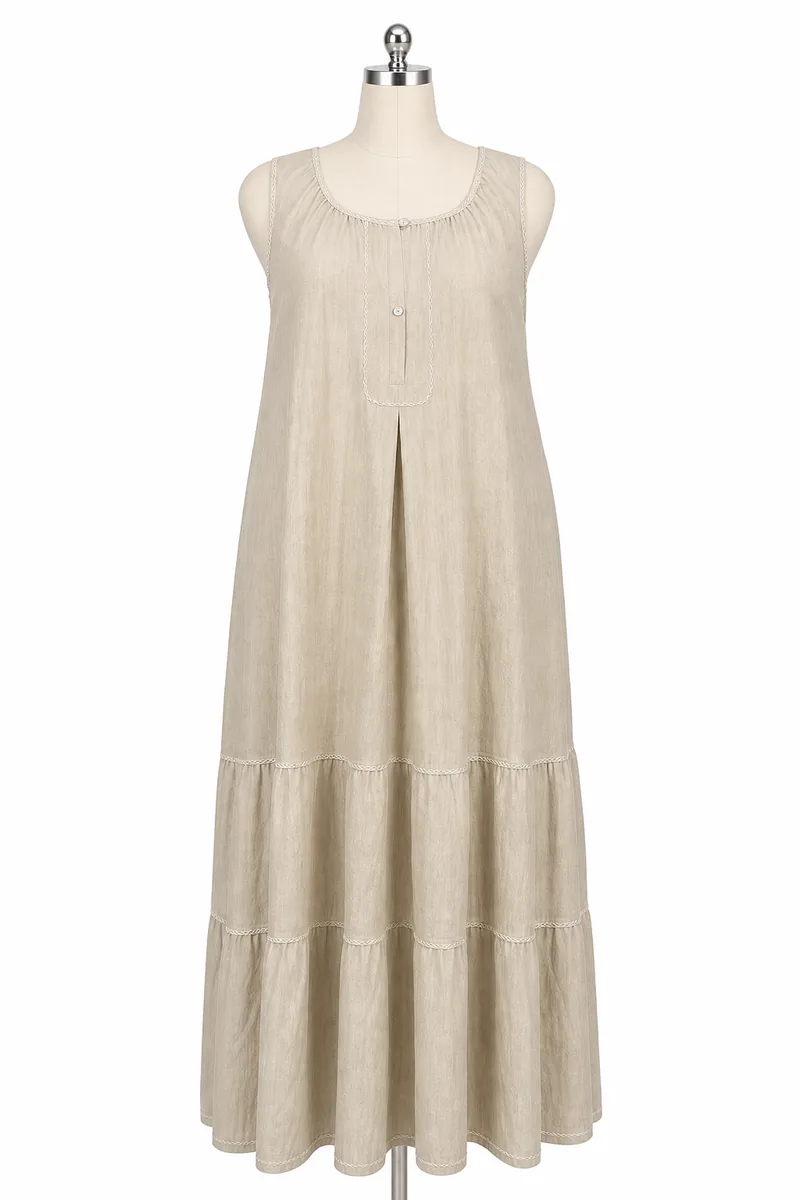 Natural Linen Look Maxi Dress — view 1