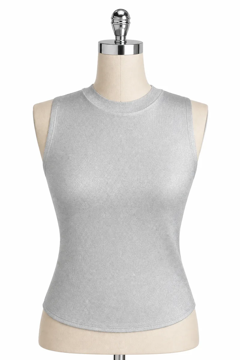 Metallic Print Viscose Knit Tank — view 1