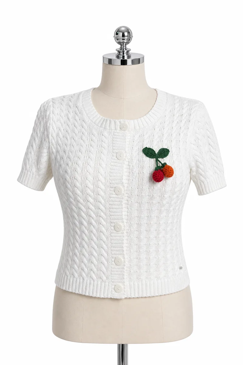 White Cable Knit Cardigan — view 1