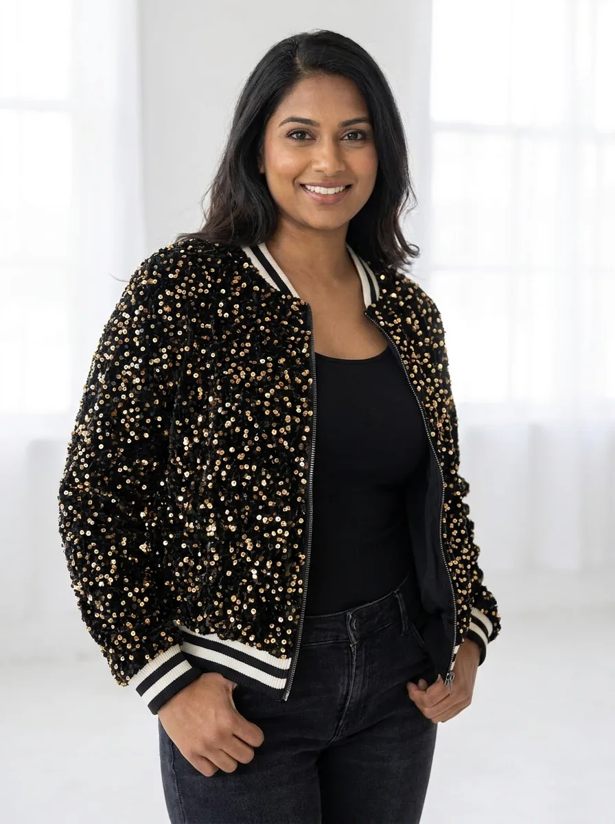 Sequin Bomber Jacket — view 3