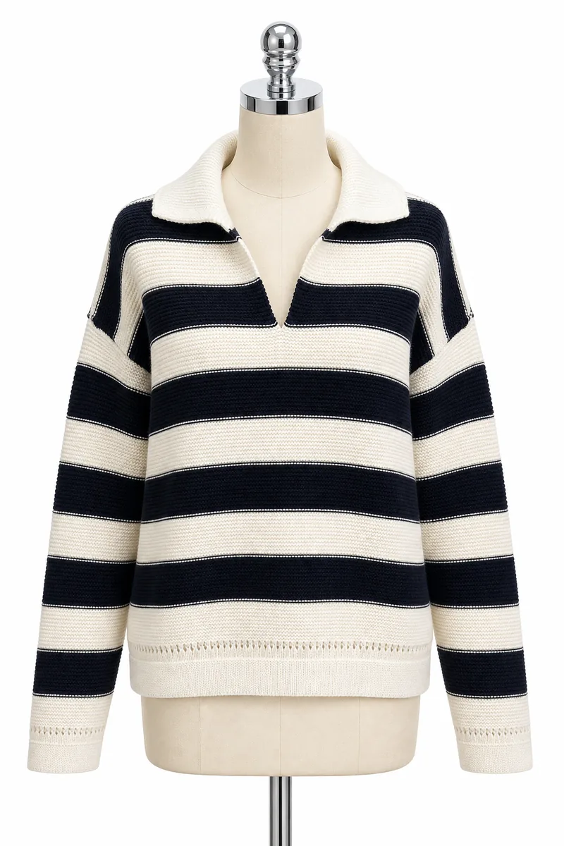 Navy/white Striped Knit Top — view 1