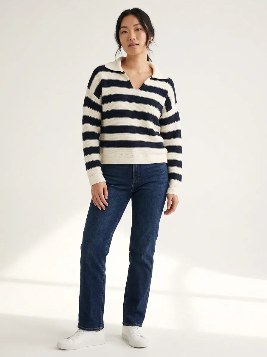Navy/white Striped Knit Top — view 2