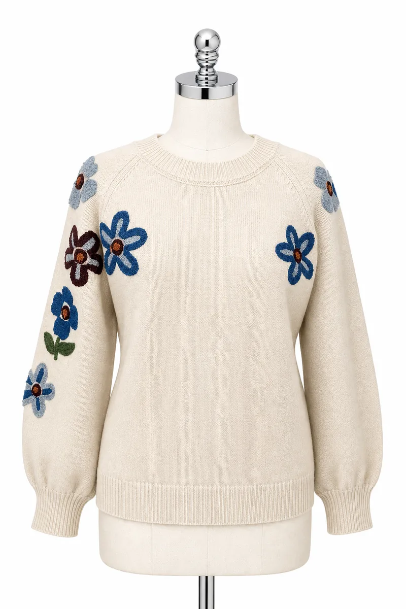 Cream With Blue Sweater — view 1