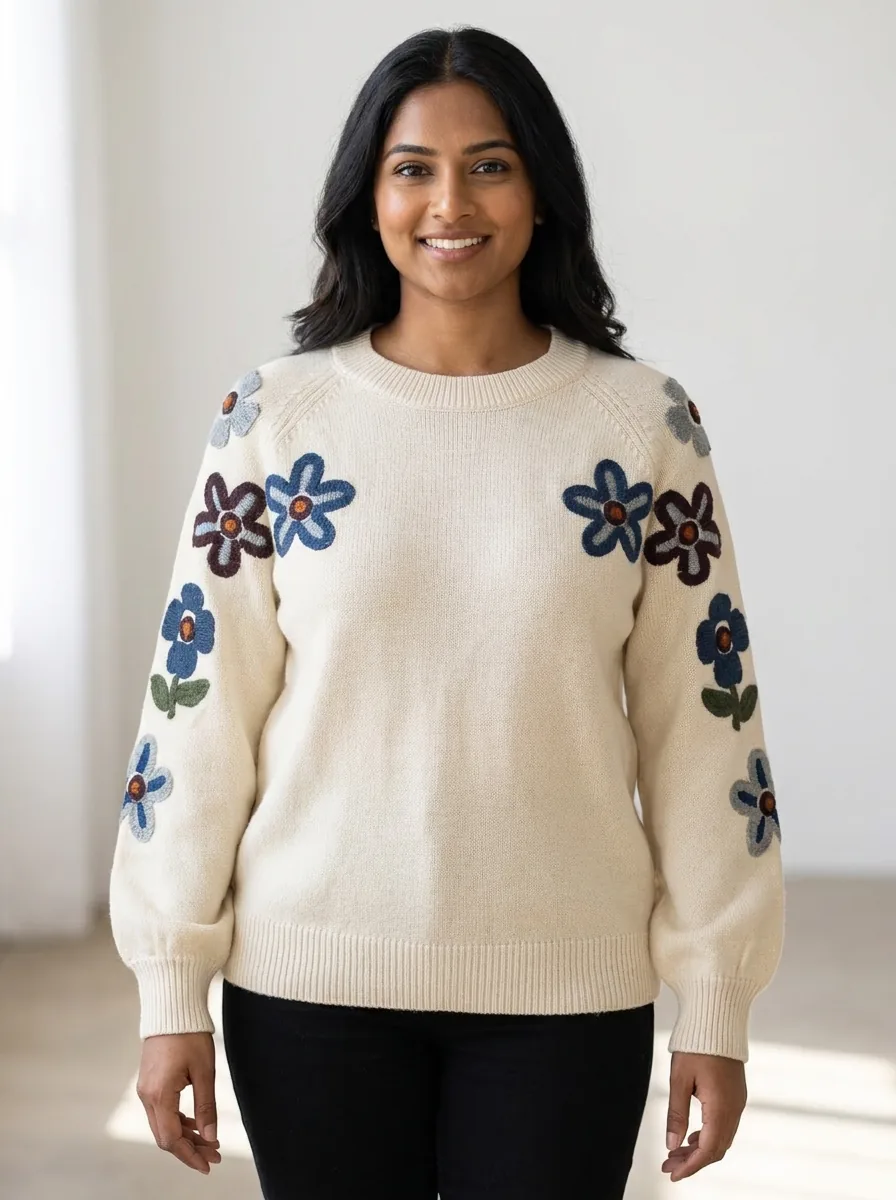 Cream With Blue Sweater — view 2