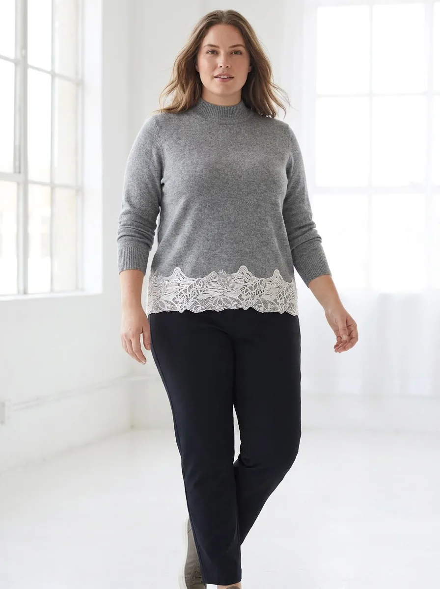Grey With Lace Sweater — view 2
