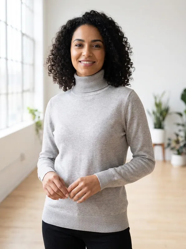Grey Turtleneck Sweater