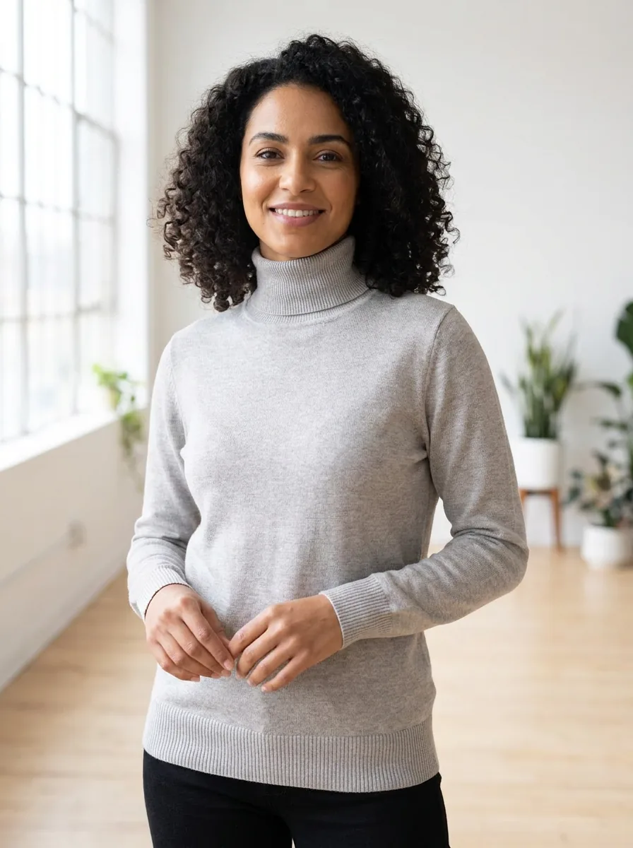 Grey Turtleneck Sweater — view 3